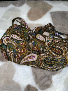 Womens Paisley Print Small Tote Bag / Crossbody in Olive